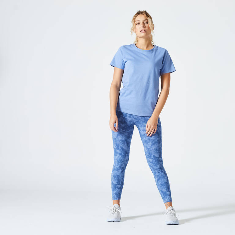 Women’s Fitness Leggings - Fit+ 500 Blue/Grey