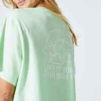 Camiseta fitness crop top Mujer Domyos verde sorbete
