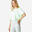 Cropped T-shirt voor fitness dames katoen recht model ronde hals 520 pistachegroen