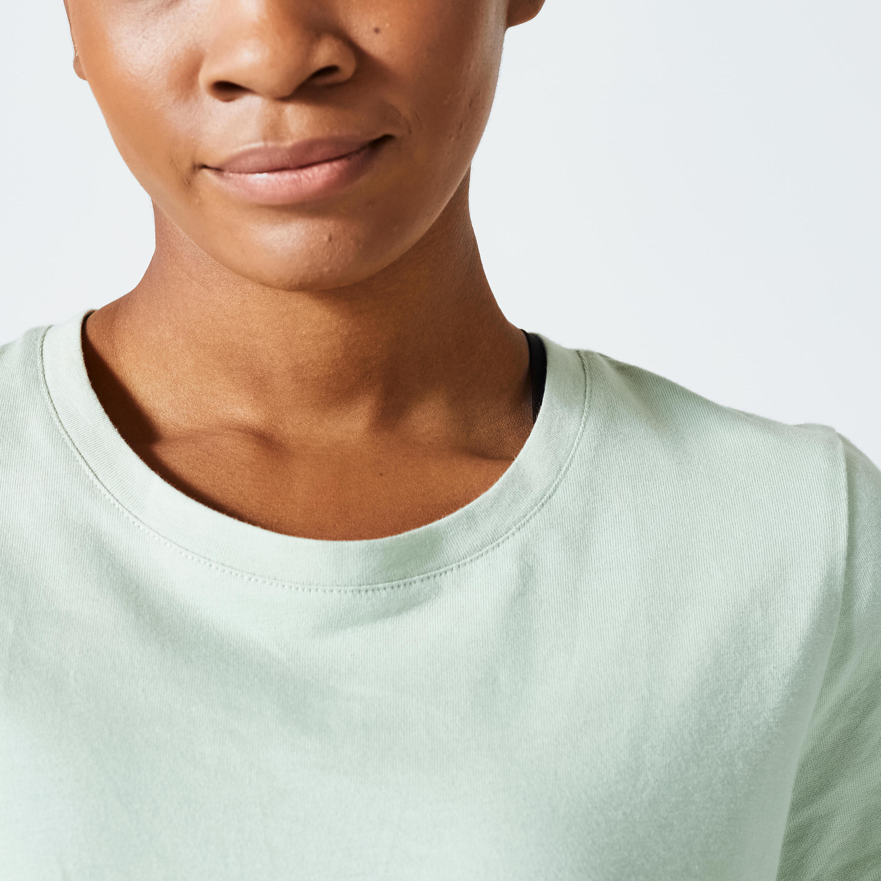 Women's Regular Fitness T-Shirt 500 Essentials - Rosemary Green 4/4