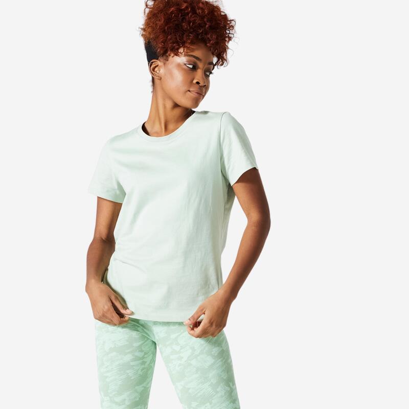 Tee-shirt en coton col rond femme, noir