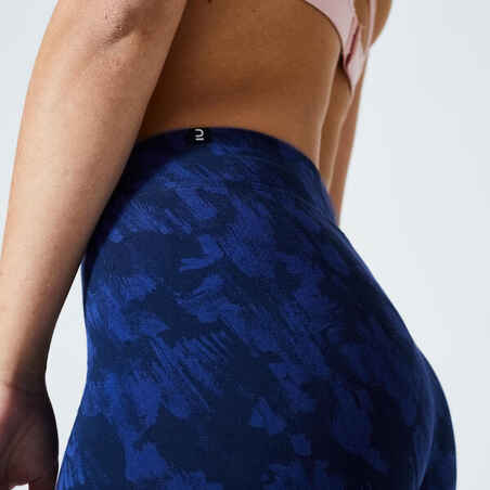 Leggings Damen Slim - Fit+ 500 bedruckt blau 