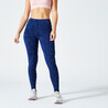 Women's Slim-Fit Fitness Leggings Fit+ 500 - Blue Print