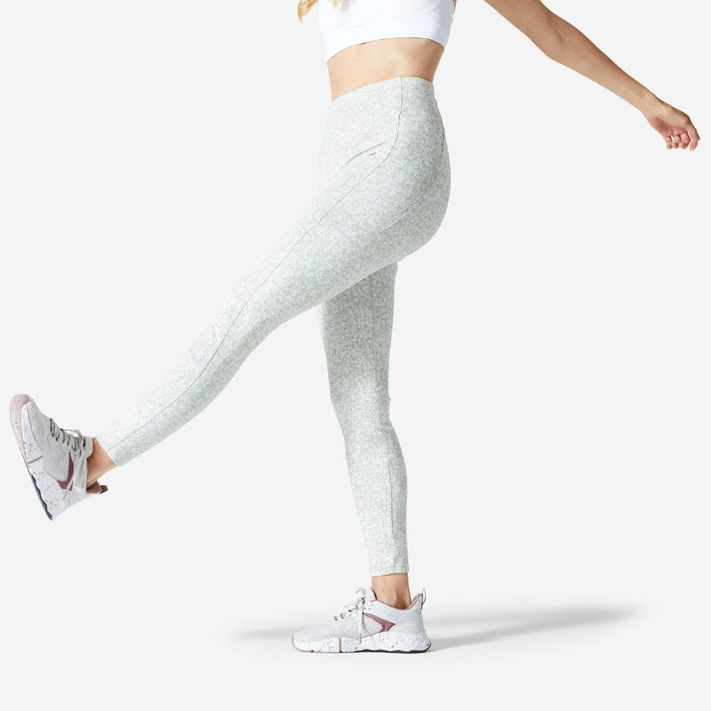 Fitnesslegging voor dames 520 beige met print