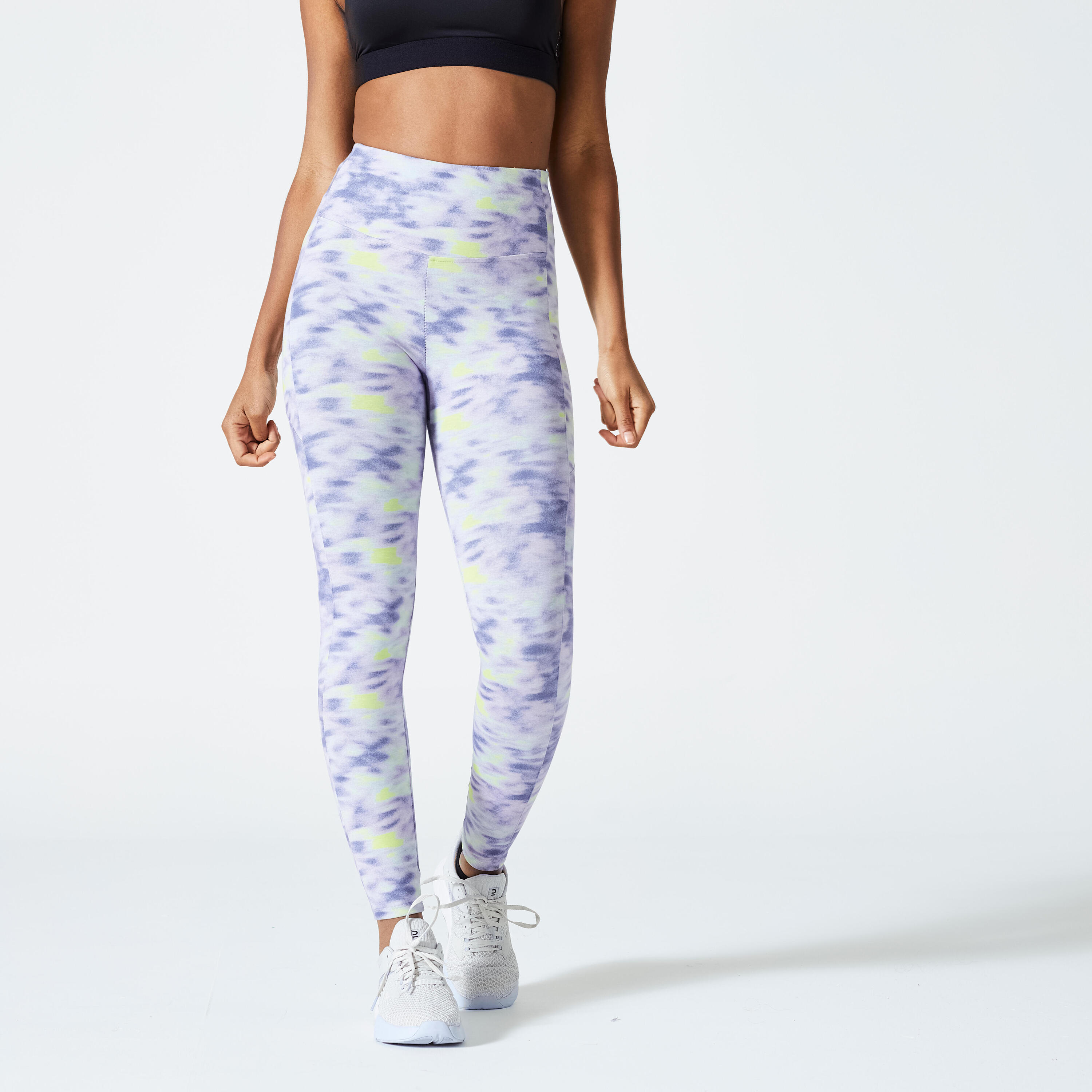 DOMYOS Legging Fitness Femme galbant - 520 Imprimé Mauve clair