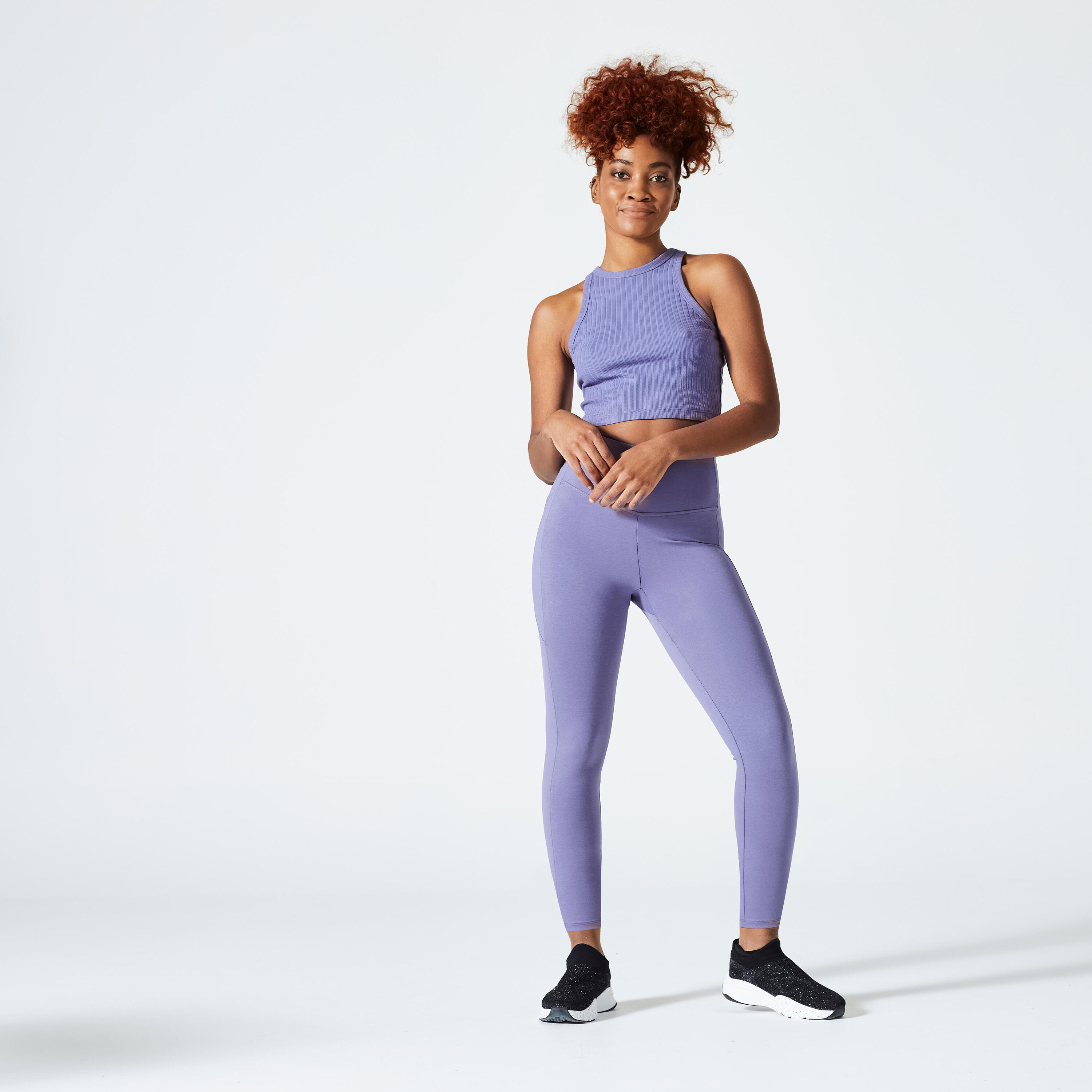 Legging de fitness taille haute femme, violet 2/7