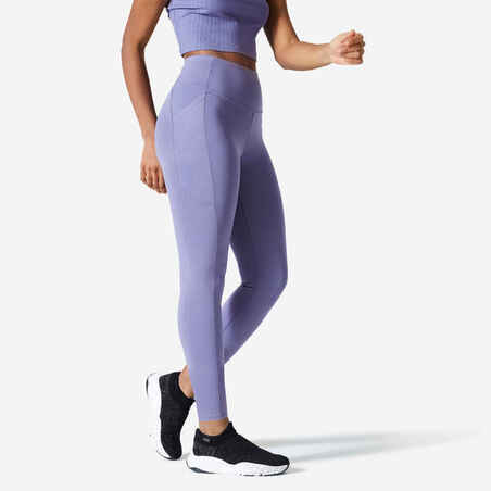 Leggings de fitness de talle alto para Mujer Domyos 520 lila