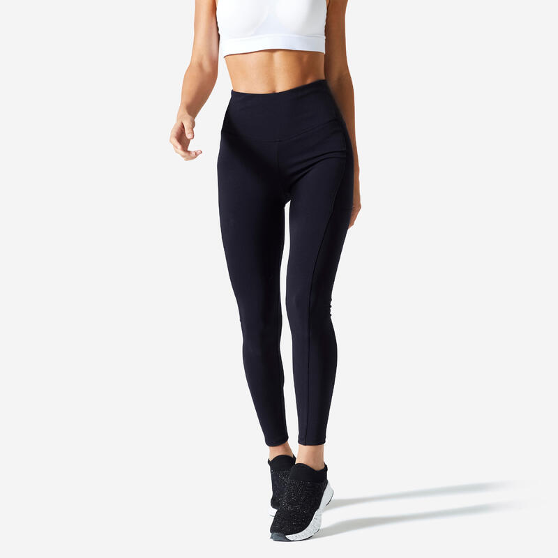 Legging sport taille haute 520 femme en coton noir - Decathlon