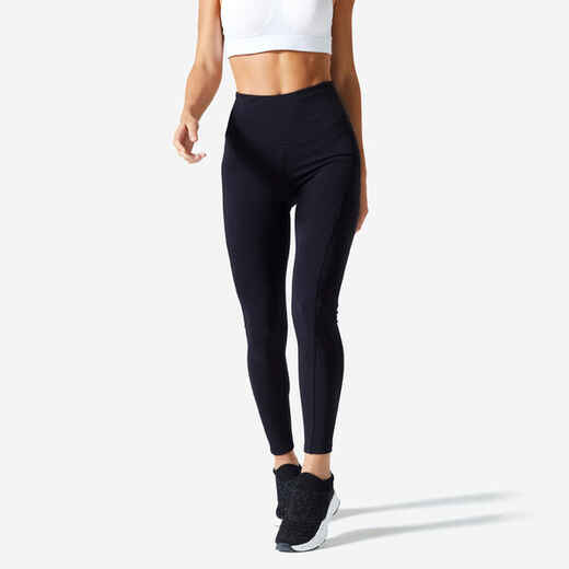 Women's Slim-Fit Fitness Leggings Fit+ 500 - Light Green Print