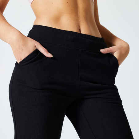 Women's Slim Fitness Jogging Bottoms 500 - Black