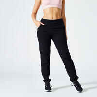 Women's Slim Fitness Jogging Bottoms 500 - Black