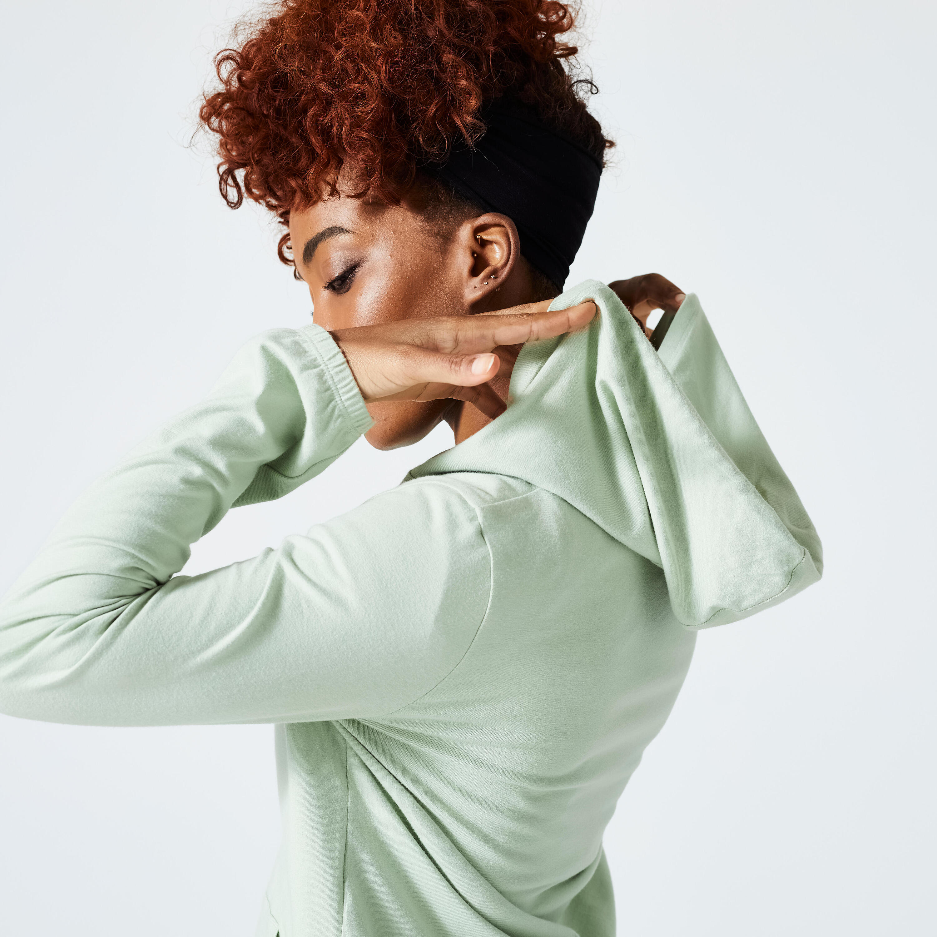 Sudadera fitness 100 cremallera Mujer Domyos verde 6/7