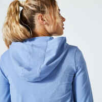 Women's Zip-Up Fitness Sweatshirt 100 - Indigo Blue