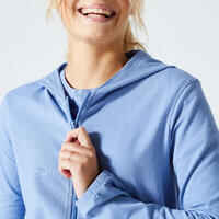 Women's Zip-Up Fitness Sweatshirt 100 - Indigo Blue