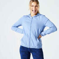 Women's Zip-Up Fitness Sweatshirt 100 - Indigo Blue