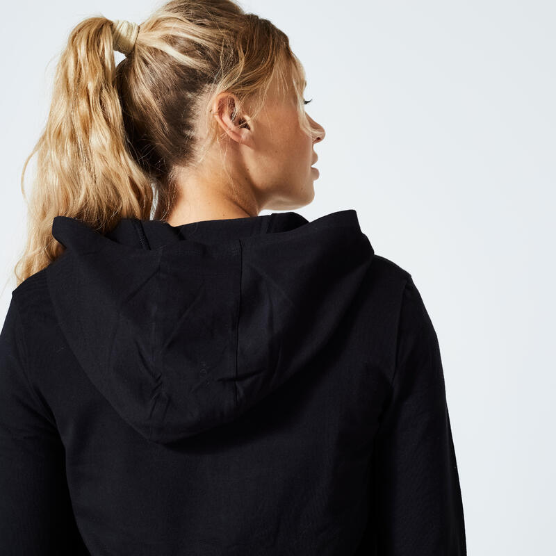 Trainingsjacke mit Kapuze Damen - 100 schwarz 