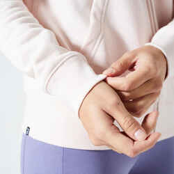 Women's Zip-Up Fitness Sweatshirt 500 Essentials - Pink Quartz