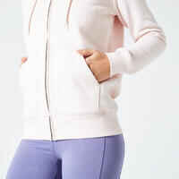 Women's Zip-Up Fitness Sweatshirt 500 Essentials - Pink Quartz