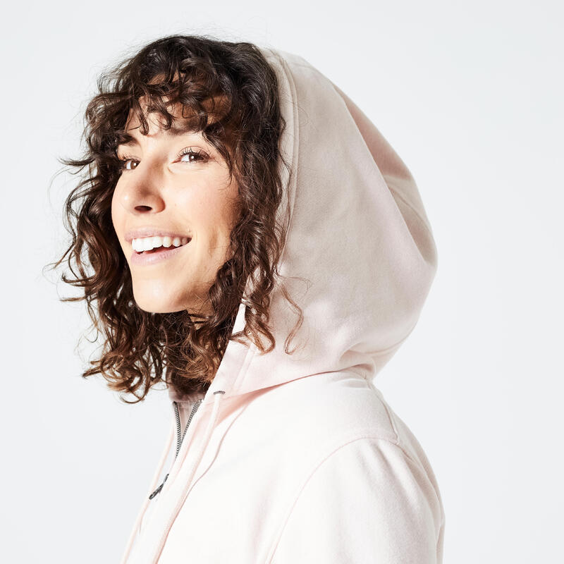 Sweat zippé fitness femme, rose quartz