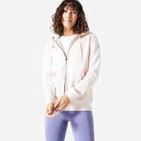 Women's Zip-Up Fitness Sweatshirt 500 Essentials - Pink Quartz