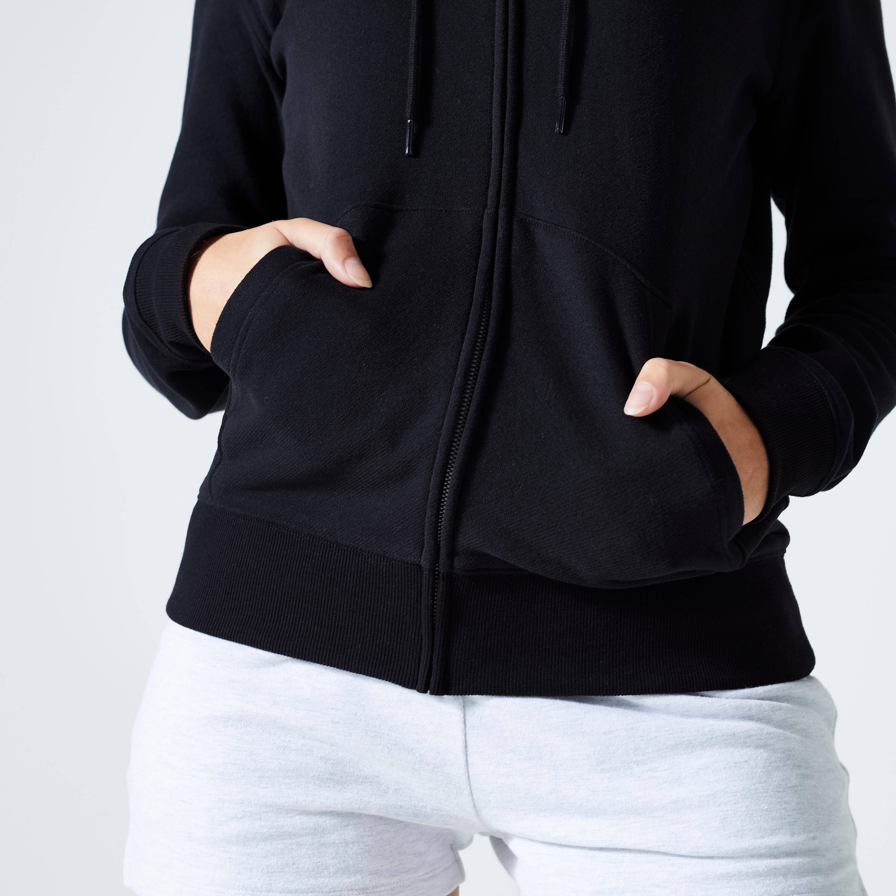 Women's Zipped Fitness Hoodie - Black -  4