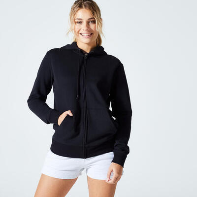 Felpa donna palestra con zip pesante verde