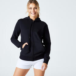 Sudadera Fitness Mujer Negro Cremallera
