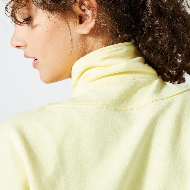 Sweat 1/2 Zip Fitness Femme - 520 jaune pastel