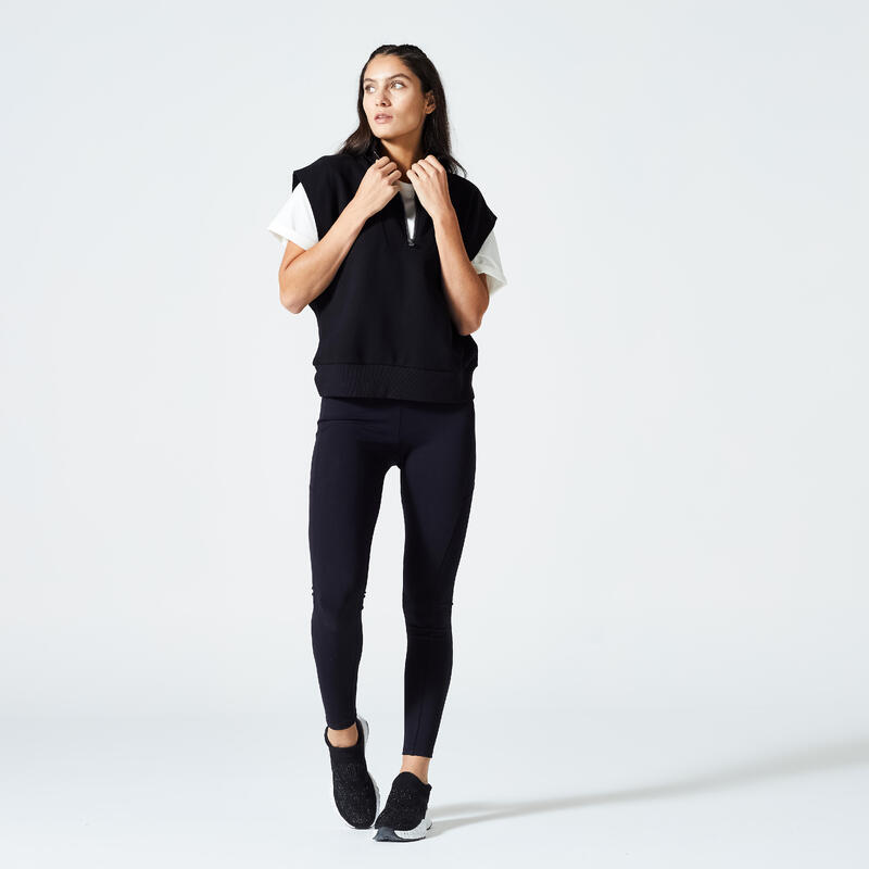 Sweat 1/2 Zip Fitness Femme - 520 noir