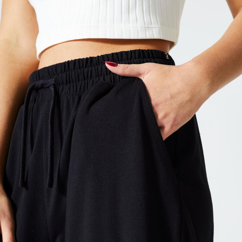 Women's Fitness LooseFit Bottoms 520 Black DOMYOS Decathlon