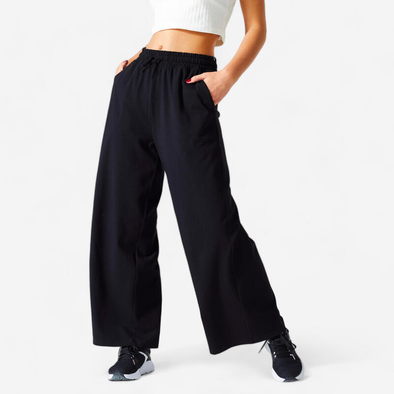 Pantalón flare fitness 520 Mujer Domyos negro