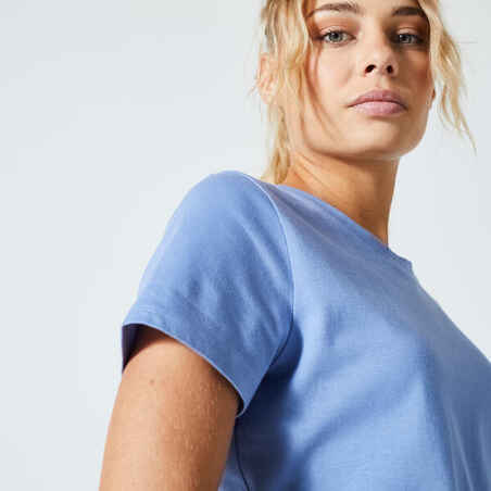 Moteriški kūno rengybos marškinėliai „500“, indigo spalvos