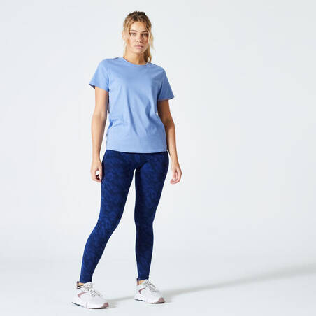 T-Shirt Fitness Wanita 500 Essentials - Indigo