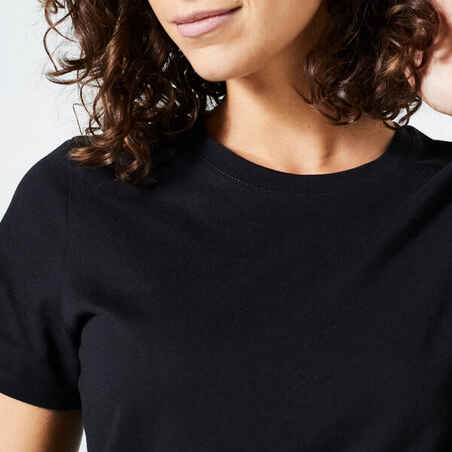Moteriški kūno rengybos marškinėliai „500 Essentials“, juodi