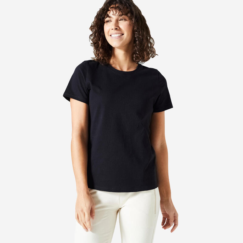 T-Shirt Damen - 500 Essentials schwarz 