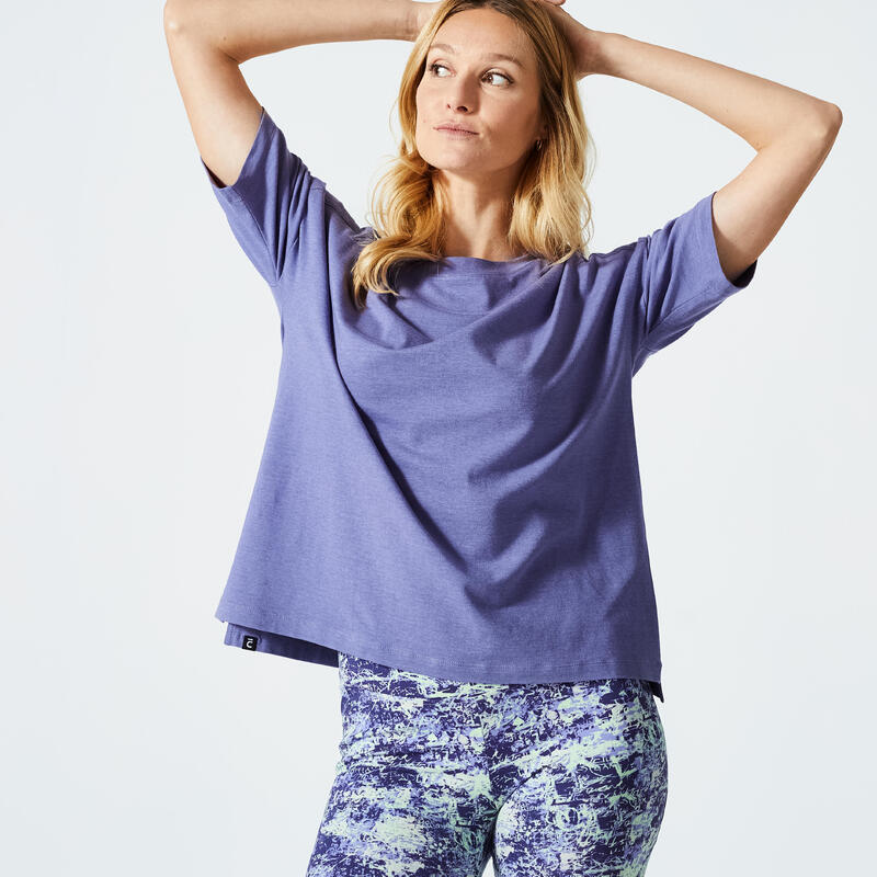 Camiseta fitness oversiza Mujer Domyos azul