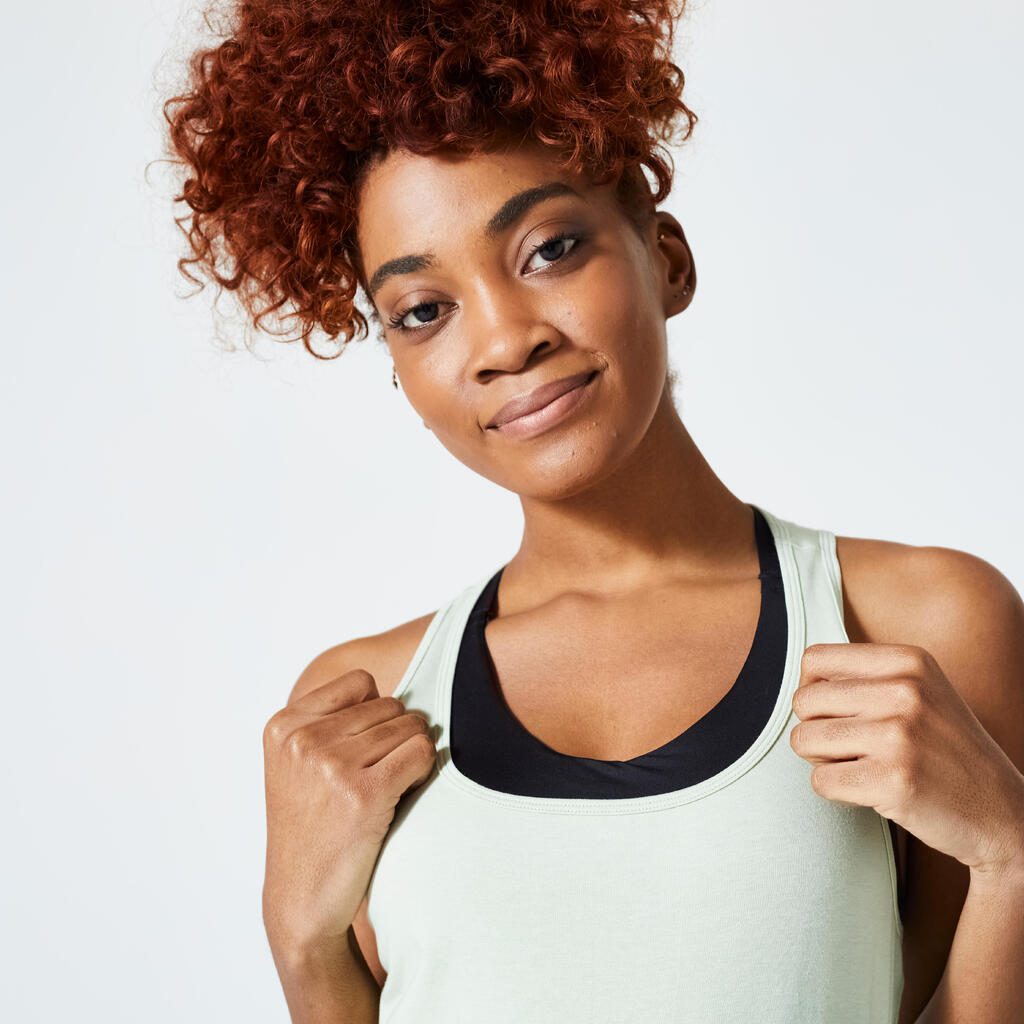 Women's Slim Crew Neck Fitness Tank Top - Flake Blue
