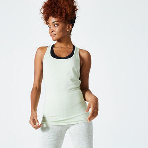 Camiseta fitness tirantes 500 Mujer Domyos verde