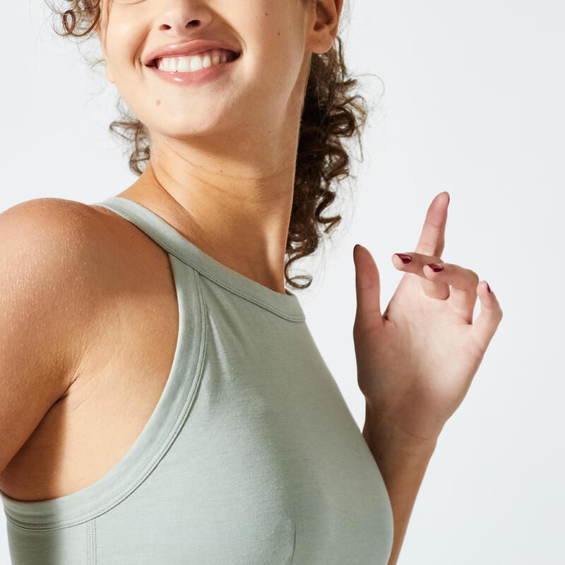 Top sportivo donna palestra traspirante sostegno leggero grigio