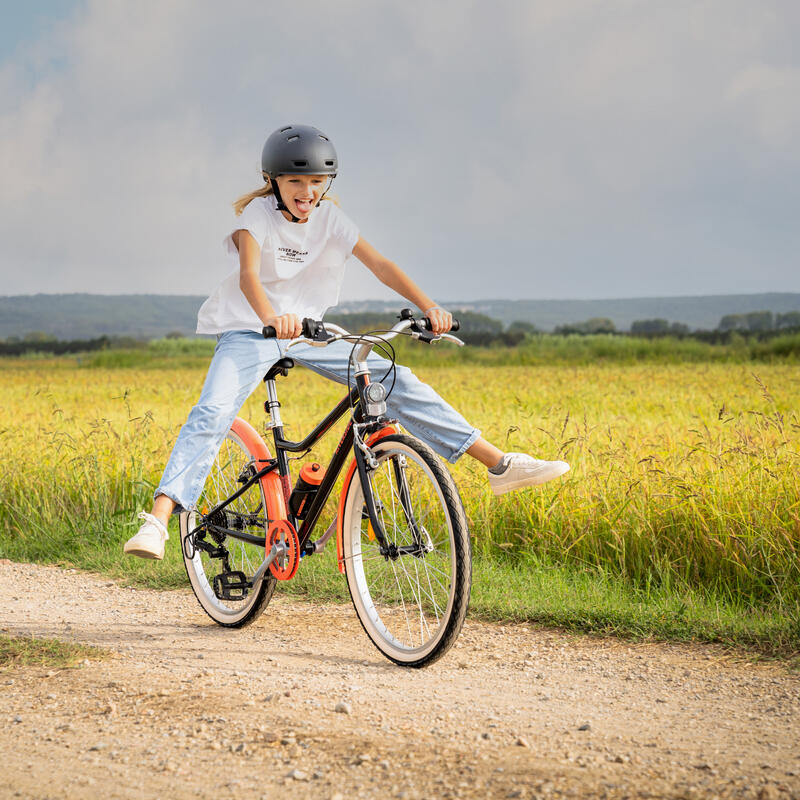 Bici trekking bambino 9-12 anni RIVERSIDE 500 nero-corallo 24 POLLICI