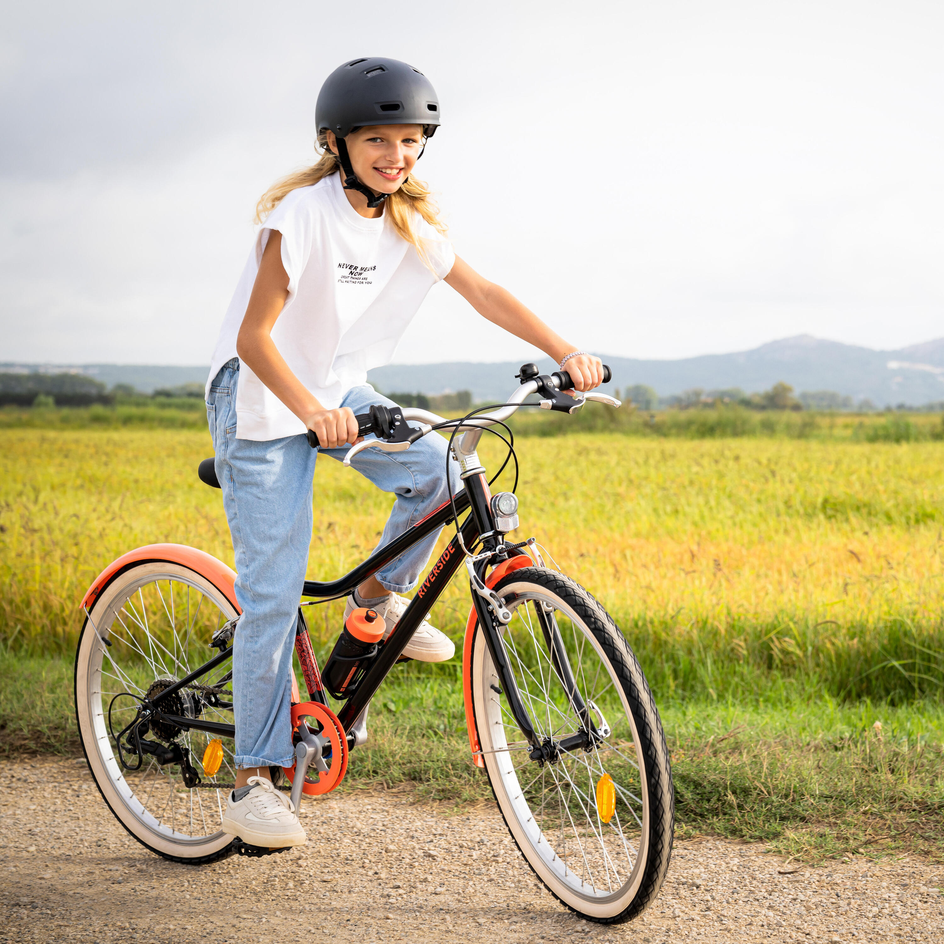 Vtc enfant riverside 500 noir corail 24 pouces 9-12 ans 15/27