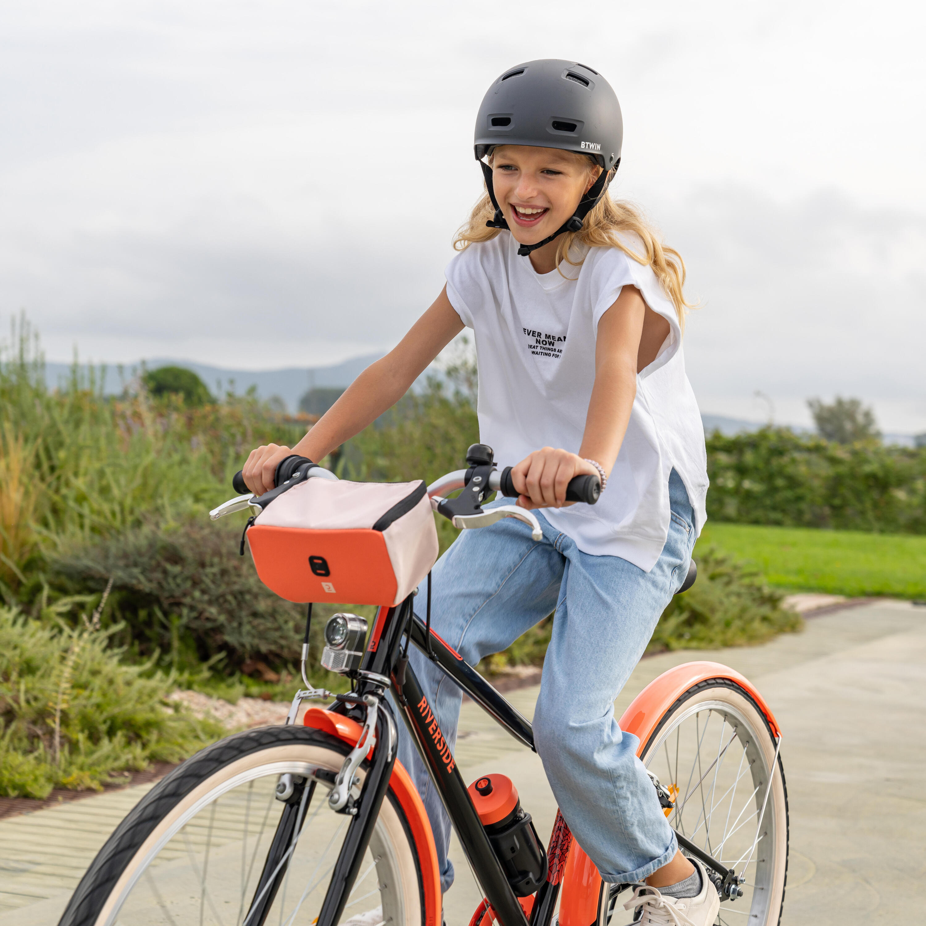 Vtc enfant riverside 500 noir corail 24 pouces 9-12 ans 24/27