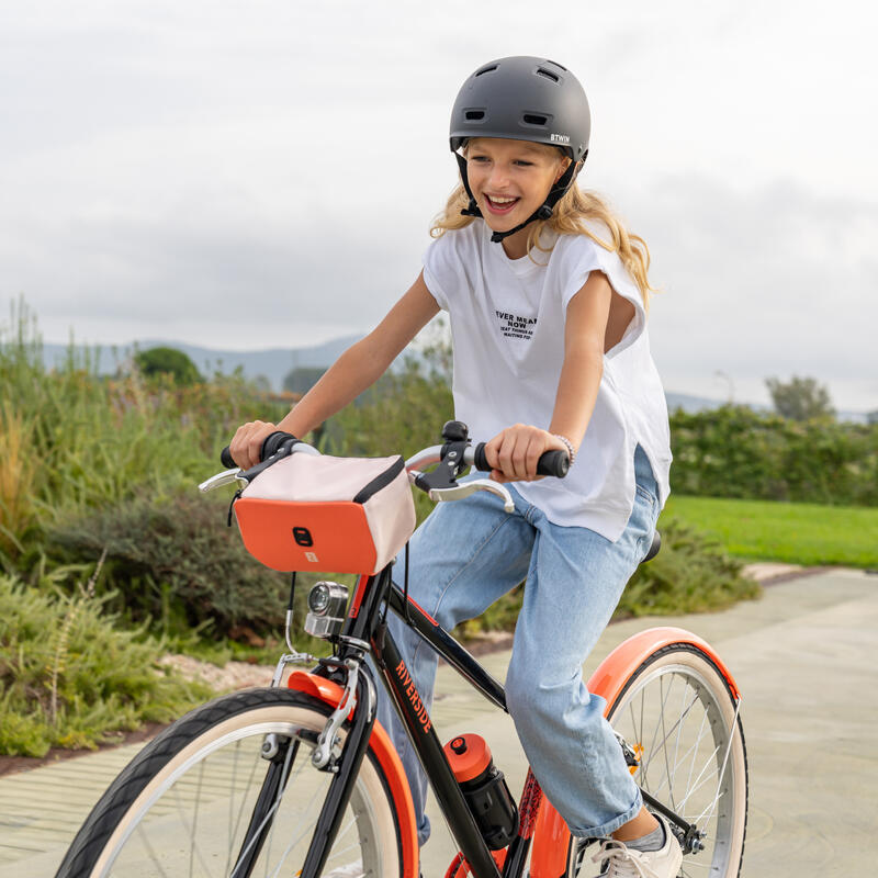 Bicicleta niños 24 Pulgadas trekking Riverside 500 Negro/Coral 9-12 Años