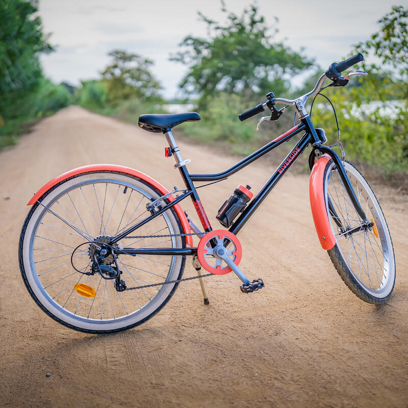 BICICLETA HÍBRIDA CRIANÇA RIVERSIDE 500 24 Polegadas 9-12 ANOS PRETO