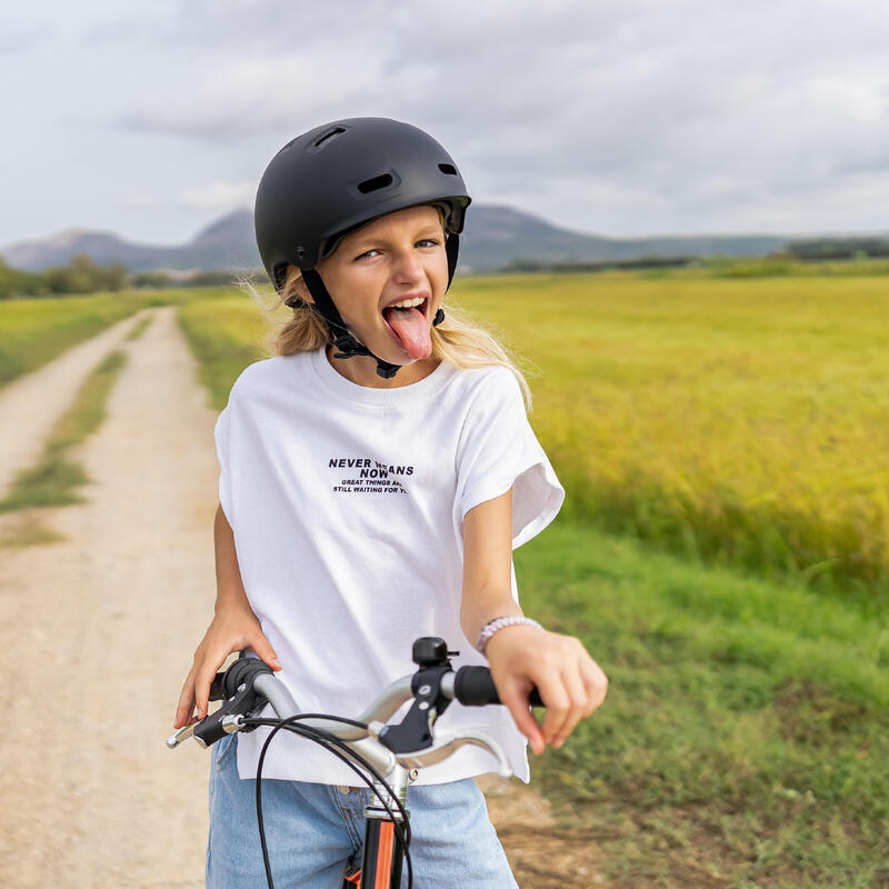 Bicicleta niños 24 Pulgadas trekking Riverside 500 Negro/Coral 9-12 Años