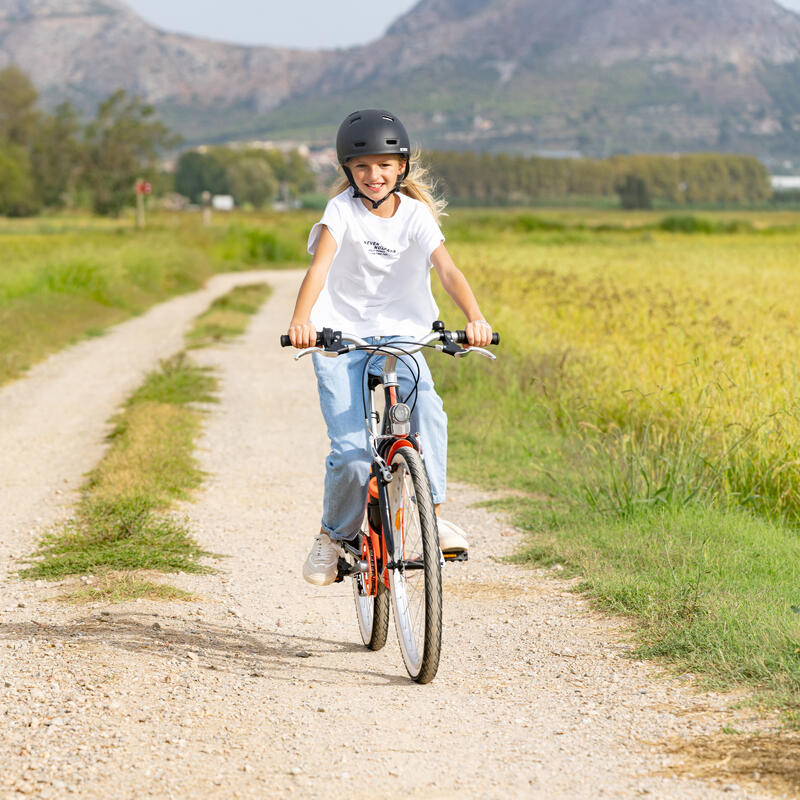 Bicicleta niños 24 Pulgadas trekking Riverside 500 Negro/Coral 9-12 Años