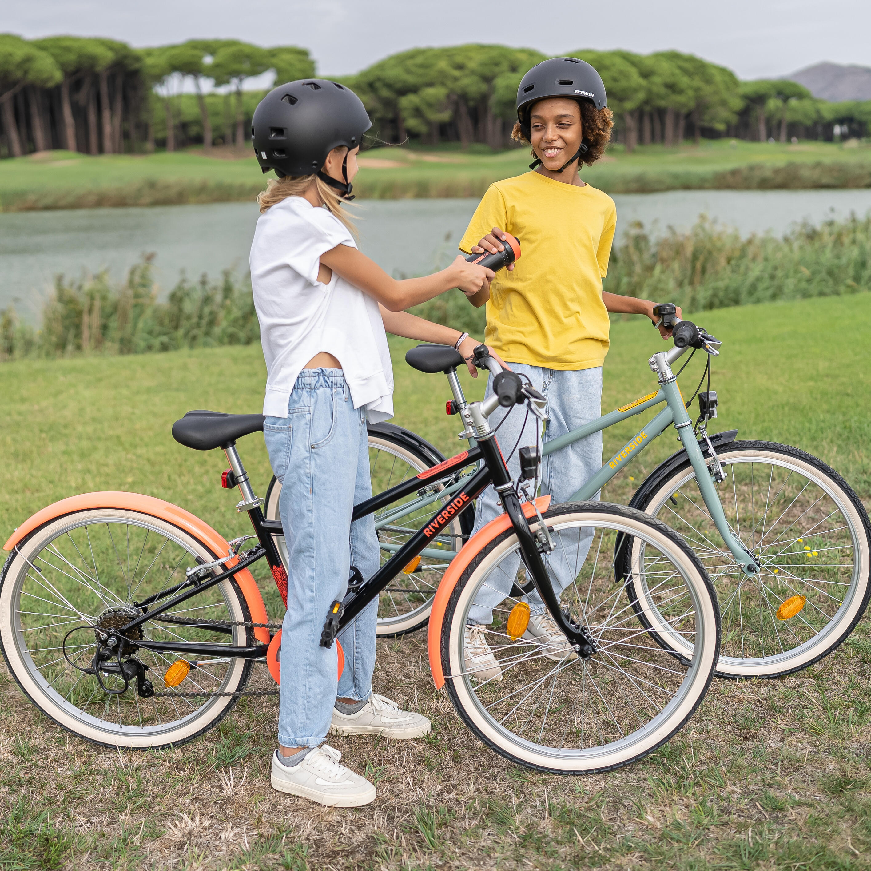 Vtc enfant riverside 500 noir corail 24 pouces 9-12 ans 18/27