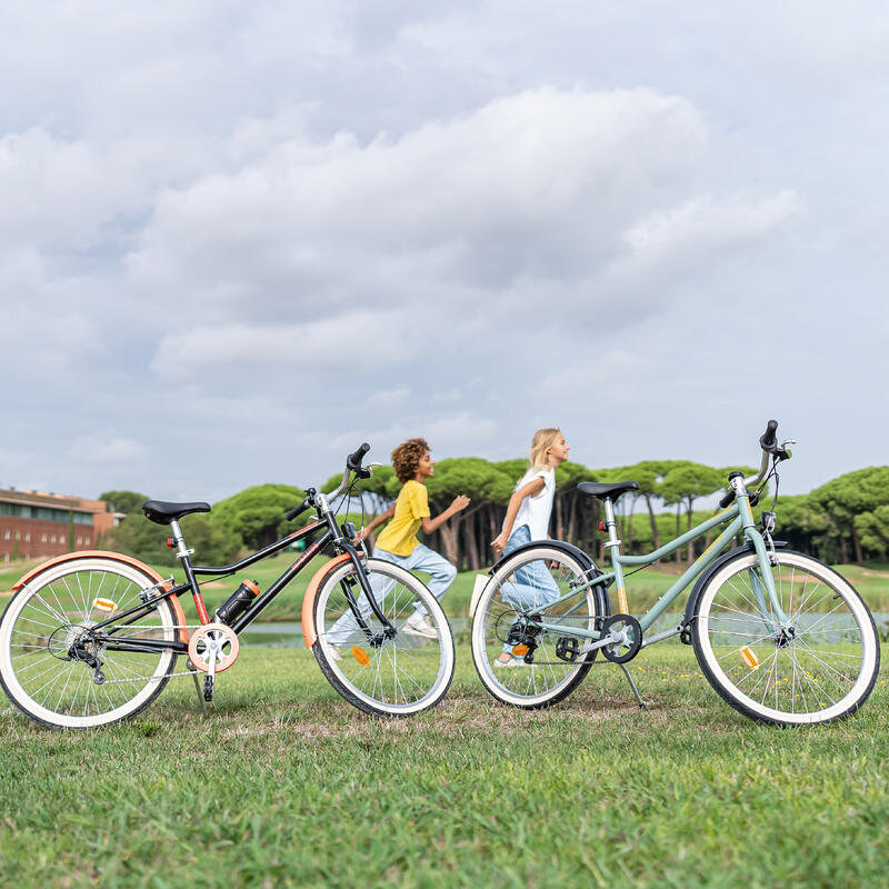 BICICLETA HÍBRIDA CRIANÇA RIVERSIDE 500 24 Polegadas 9-12 ANOS PRETO