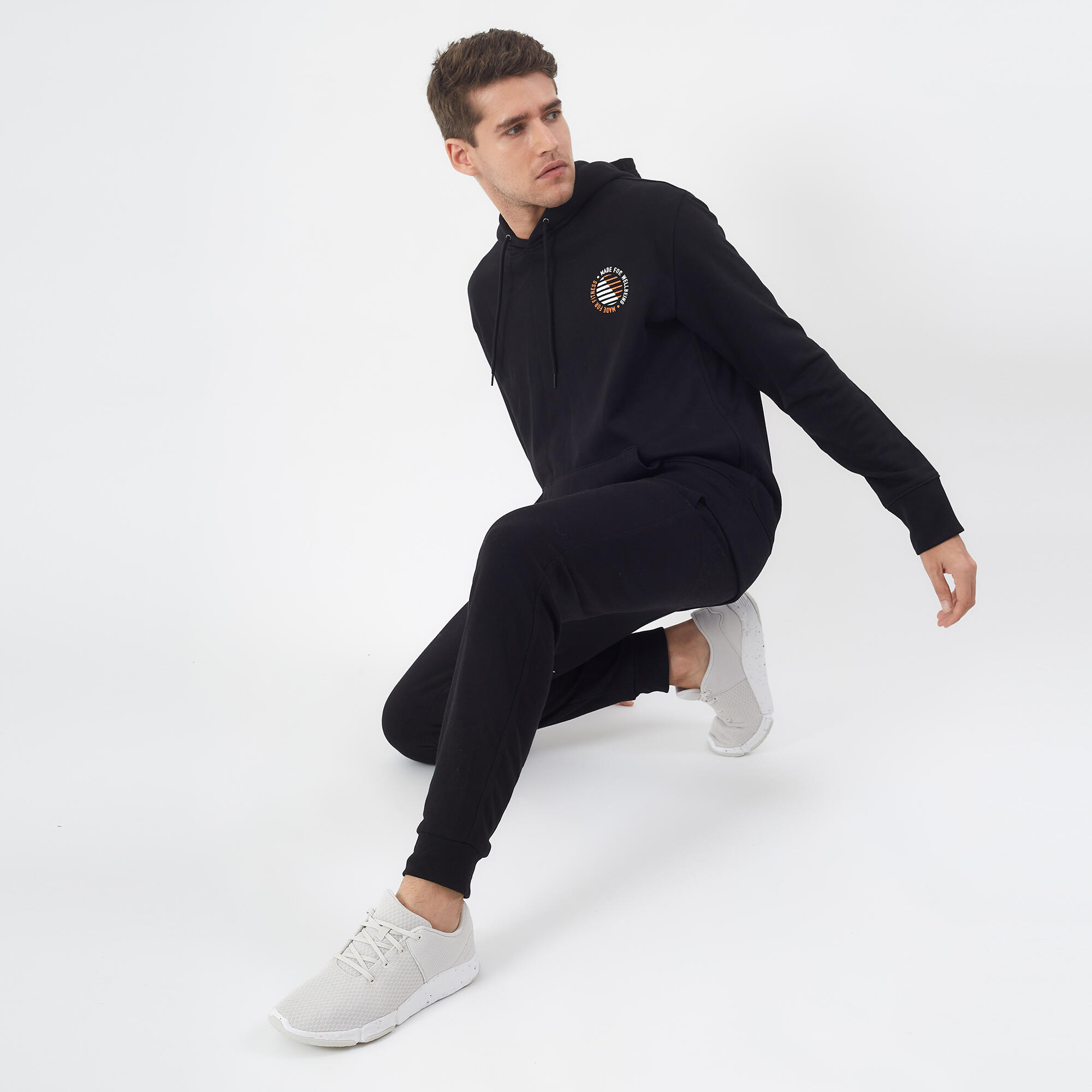 Men's Sweatshirt With Hood And Print 500- Black