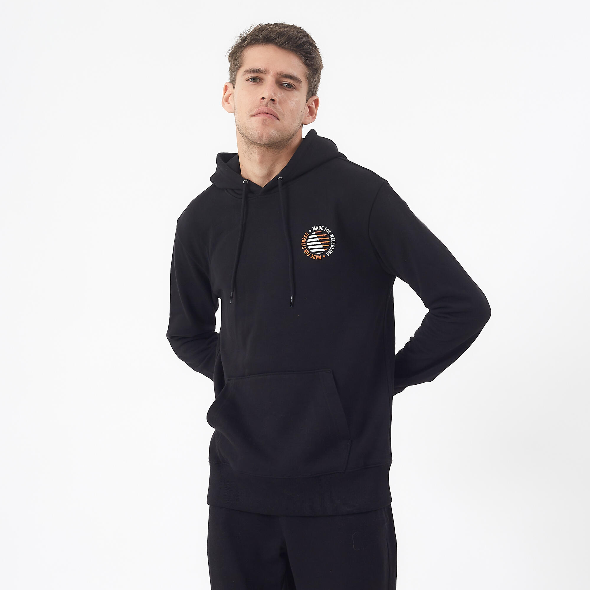 domyos Men's Sweatshirt With Hood And Print 500- Black-picture-20